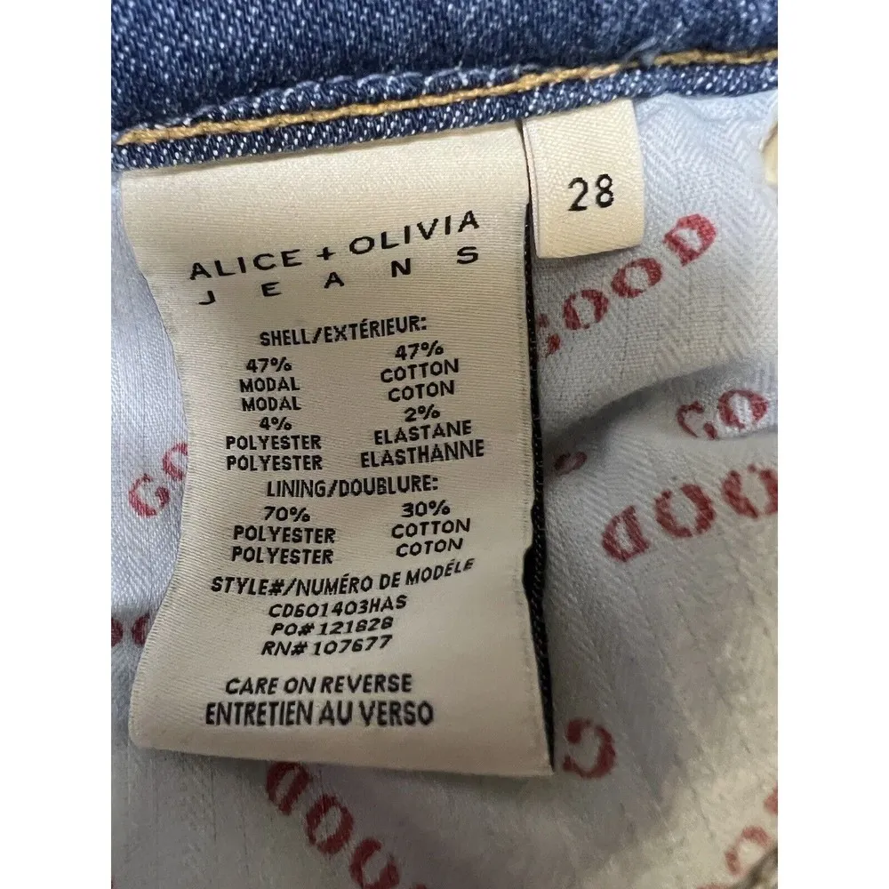 Alice + Olivia Good High Rise Skinny Crop Ankle Tie Jeans Heart & Soul Size 28 - Image 10