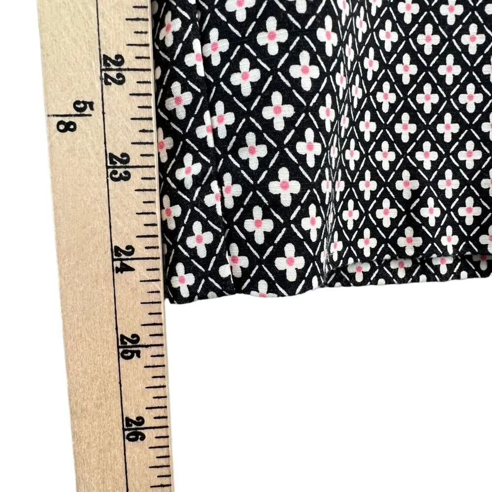 J Jill Pants Womens 8 Black Pink Mini Floral Daisy Crop Stretch Comfort Resort - Image 9