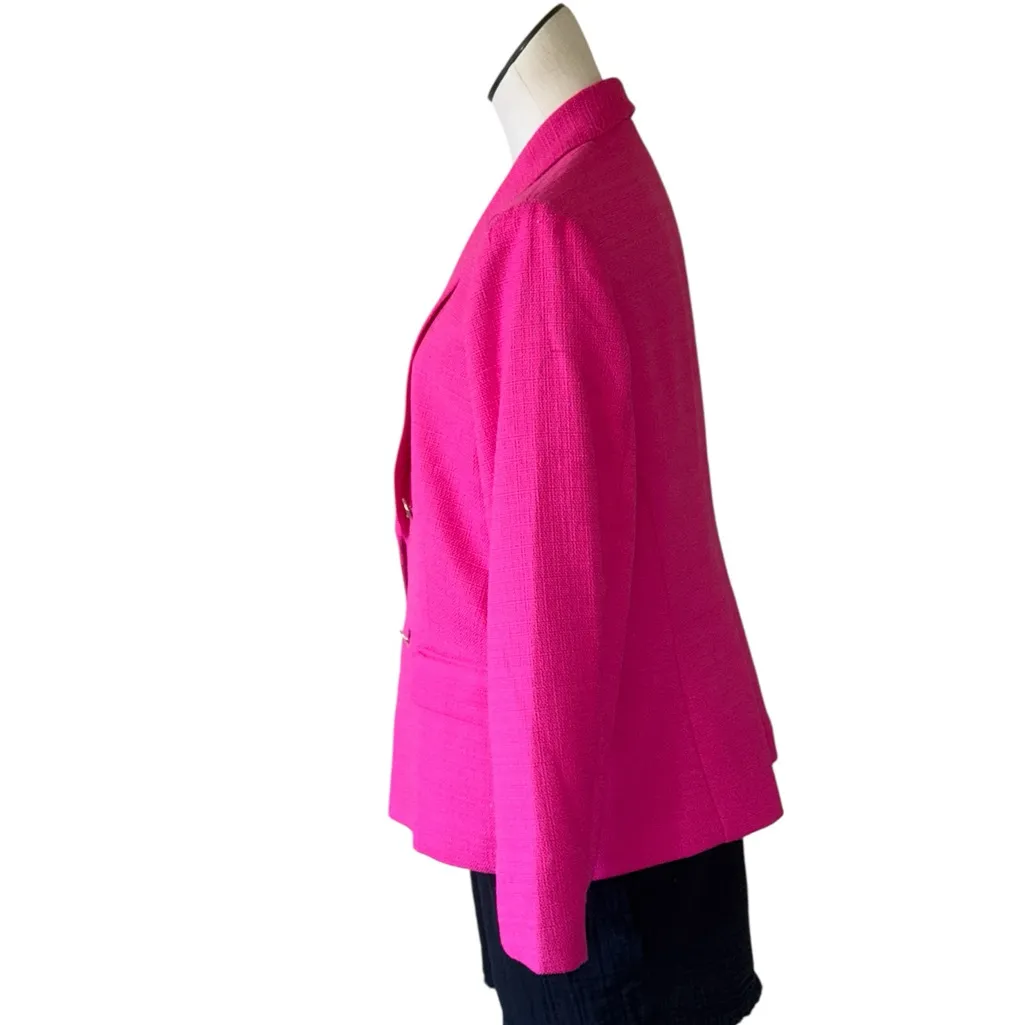 NWT Anne Klein Open Front Textured Gold Button Blazer Large - Image 3