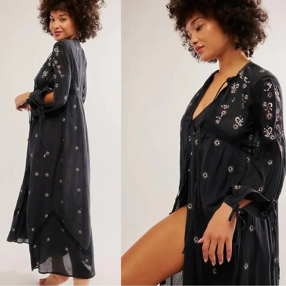Free People Witchy Bohemian Maxi Dress Black NEW Stevie Nicks Small Festival - Image 3