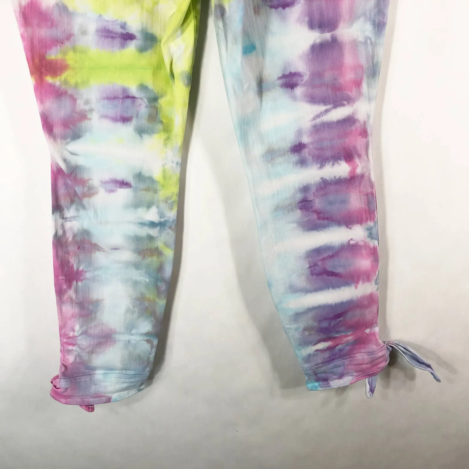 Crown Ivy Size‎ 6 Pants Bada Boom Tie Dye Handmade Blue Pink Green Tie Hem 222 - Image 9