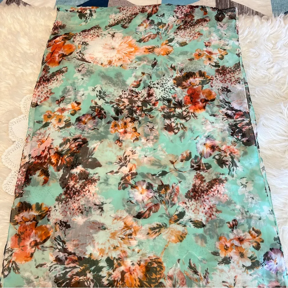 Floral Infinity Scarf Multicolor Lots of flowers Sheer Spring Easter - Image 5