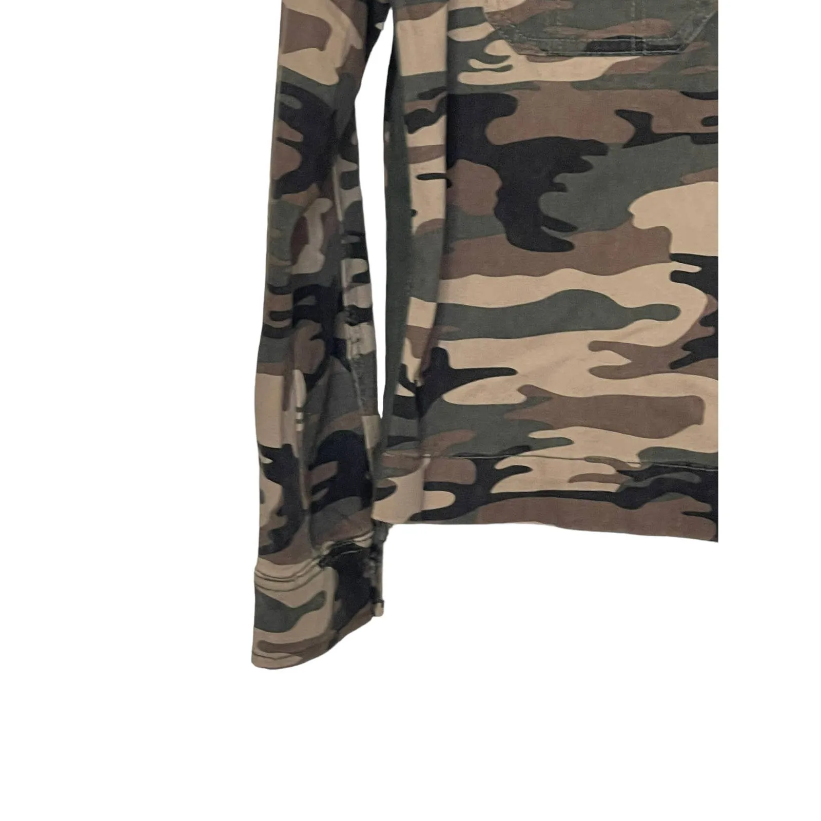 Sanctuary Women's Jacket Camo Shacket Snap Pockets Long Sleeve Green Small‎ - Image 4