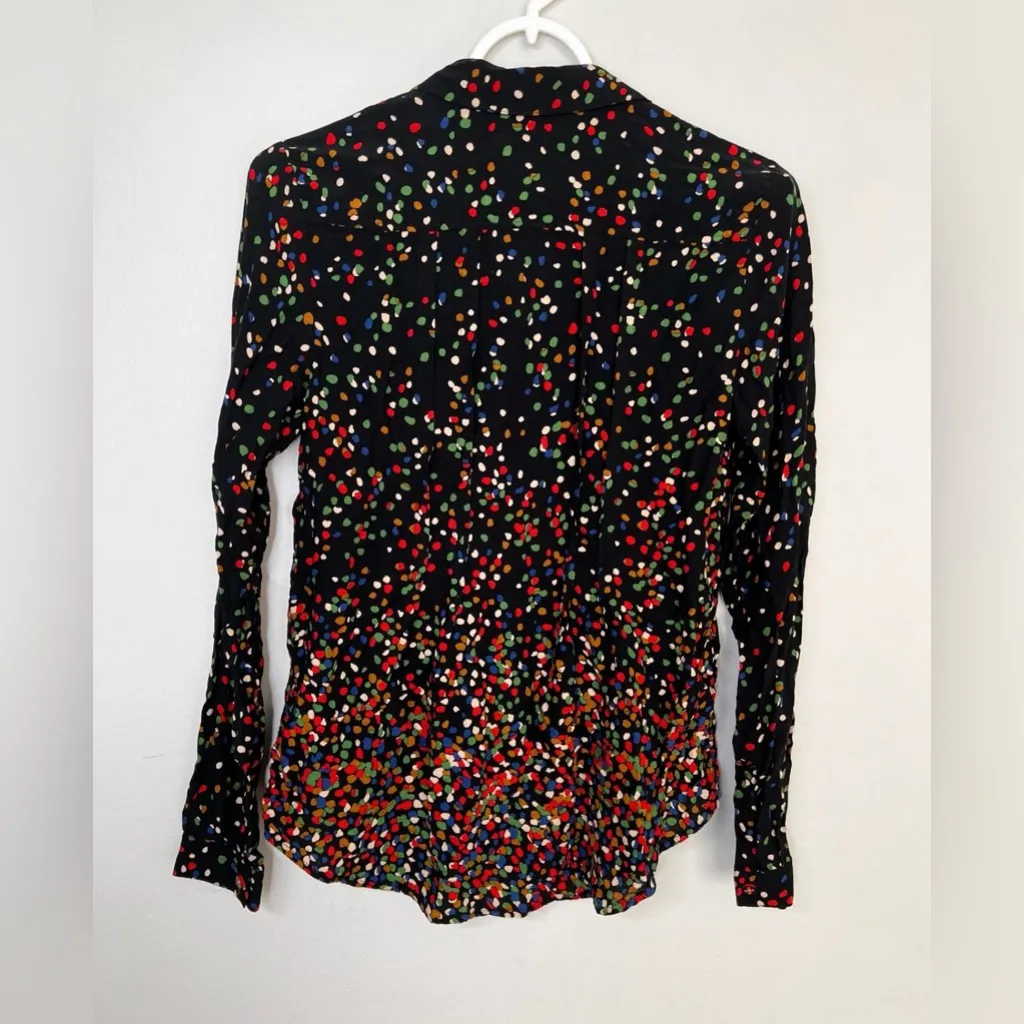 Anthropologie Maeve Polka Dot Blouse Button Down Long Sleeve  Wynwood Size 0 - Image 3