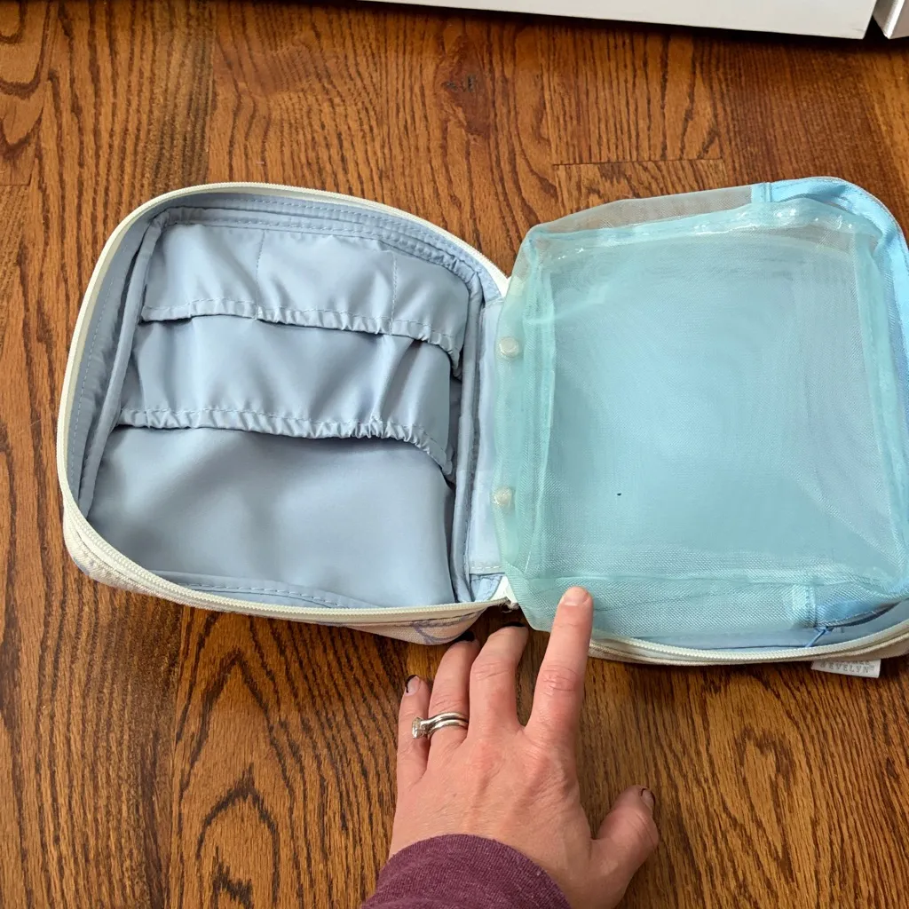 Vintage Crabtree & Evelyn Travel Toiletry Cosmetic Bag Blue - Image 6