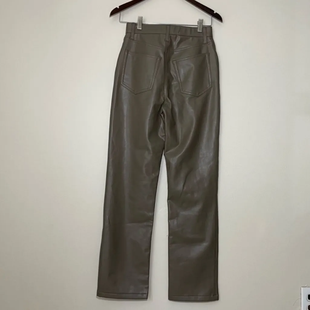 NWT Abercrombie and Fitch The 90s Straight Leg High Rise Vegan Leather Pants 2S - Image 8