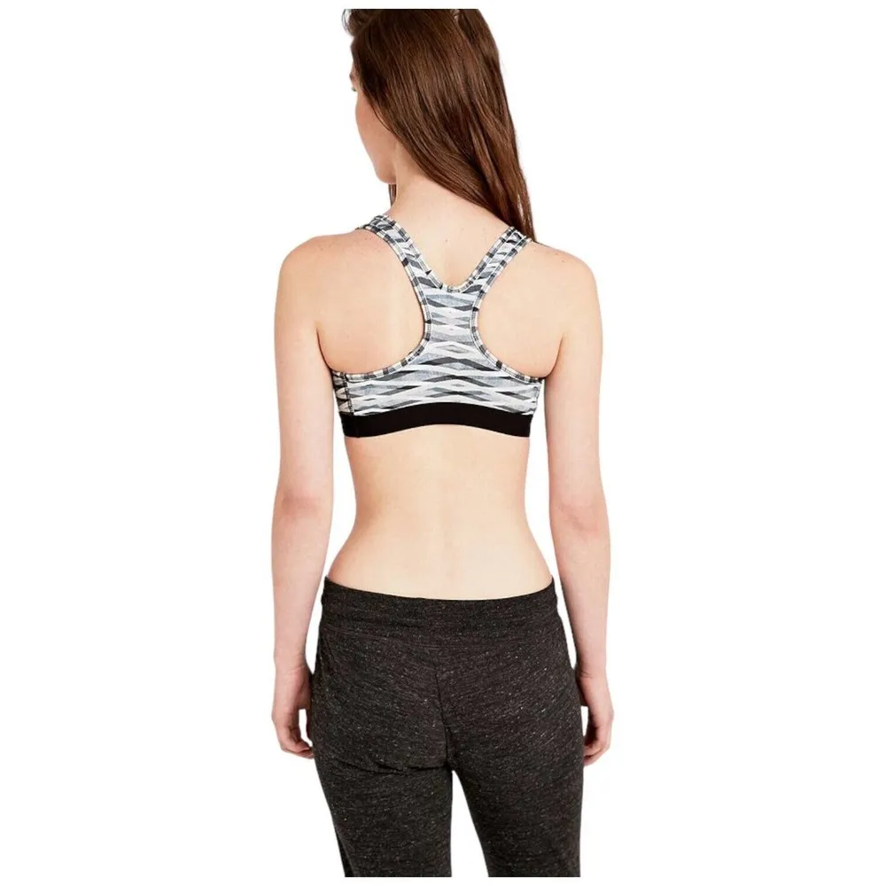 New Nike Pro Criss Cross Bra Top Dry Fit Workout Logo Athletic Geometric Gray S - Image 15