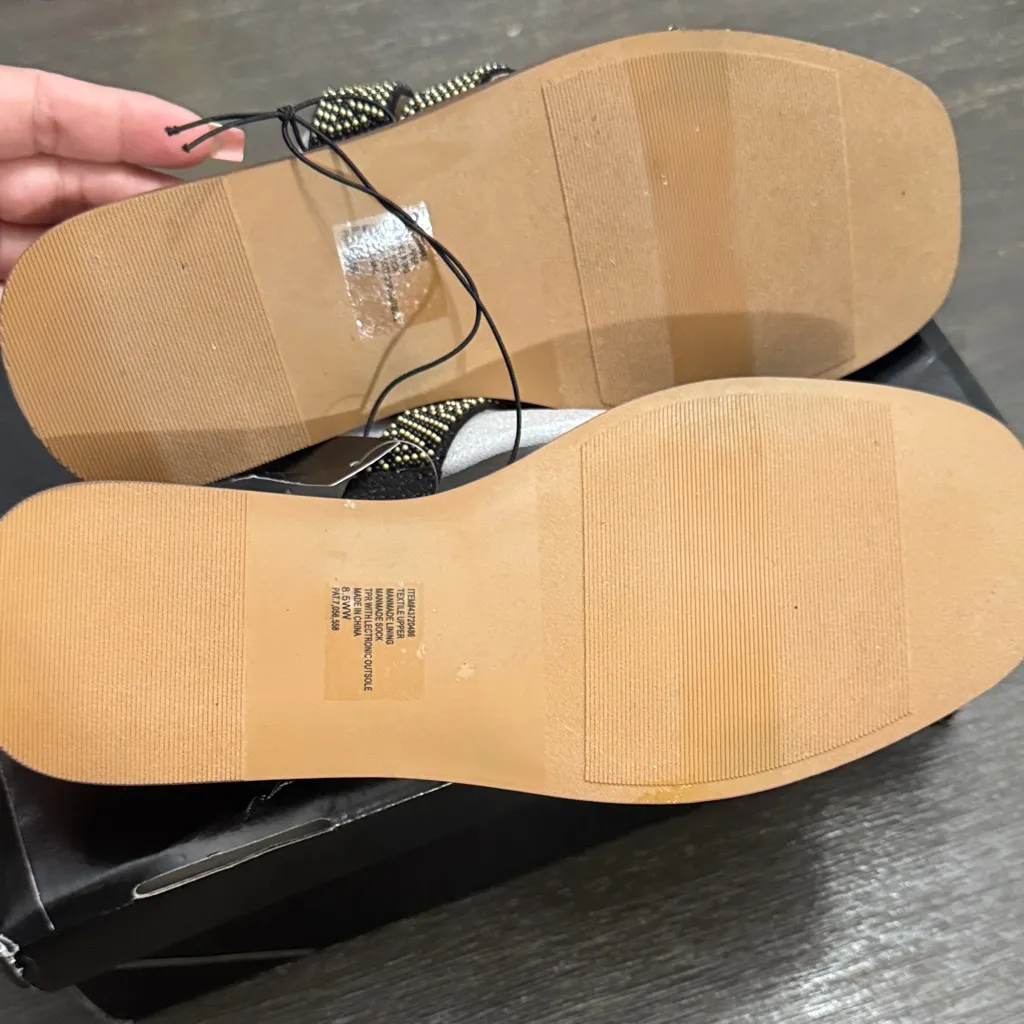 Torrid Black and Gold Beaded Strap Sandals - Image 5