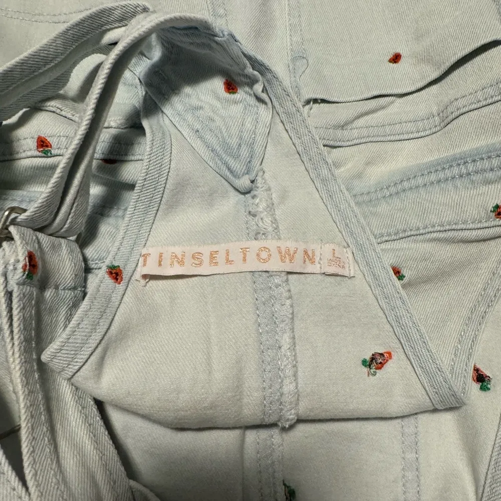 Tinseltown Light Blue Overalls with Red Strawberry 🍓 Accents - Image 4
