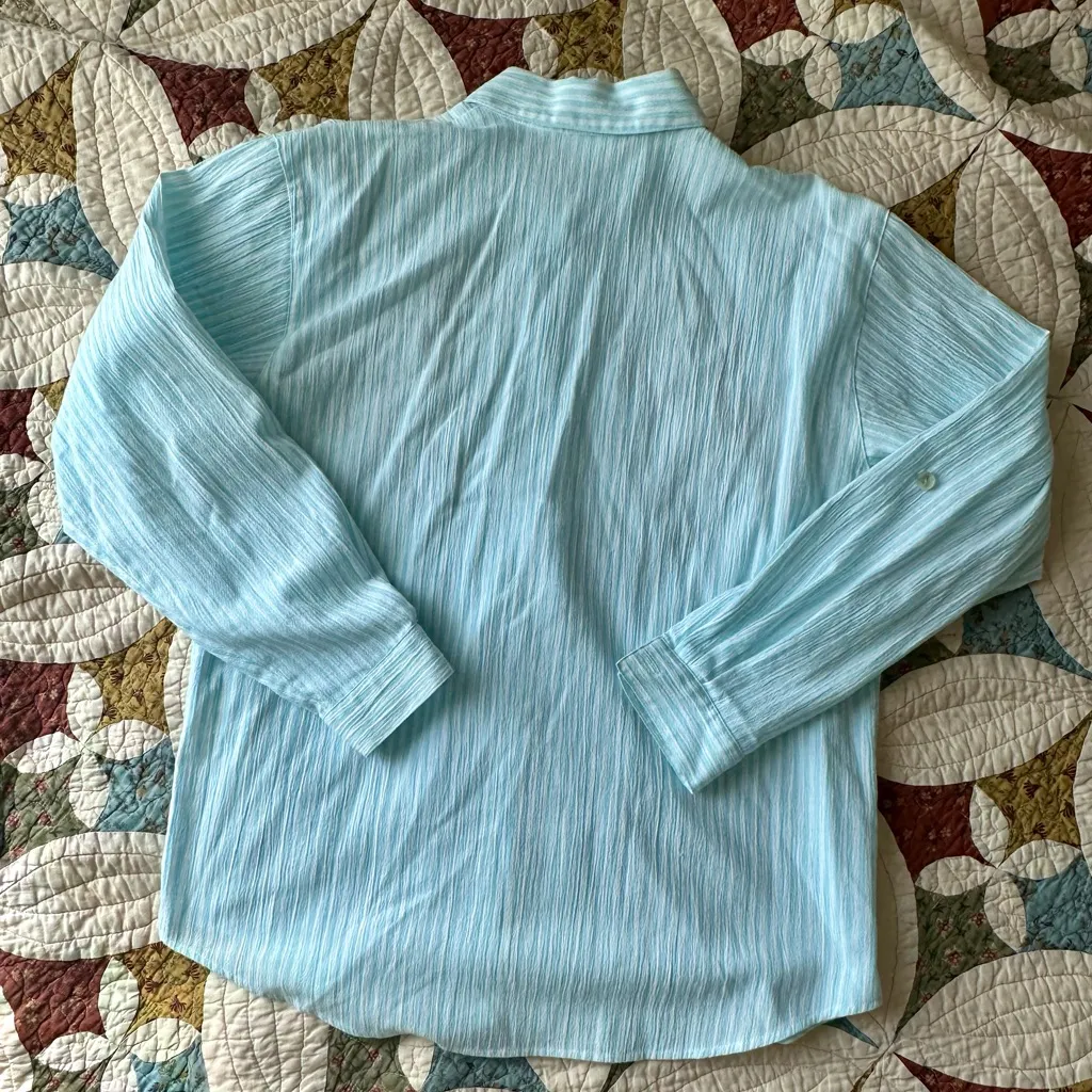 Blue and white striped whimsical button - Image 3