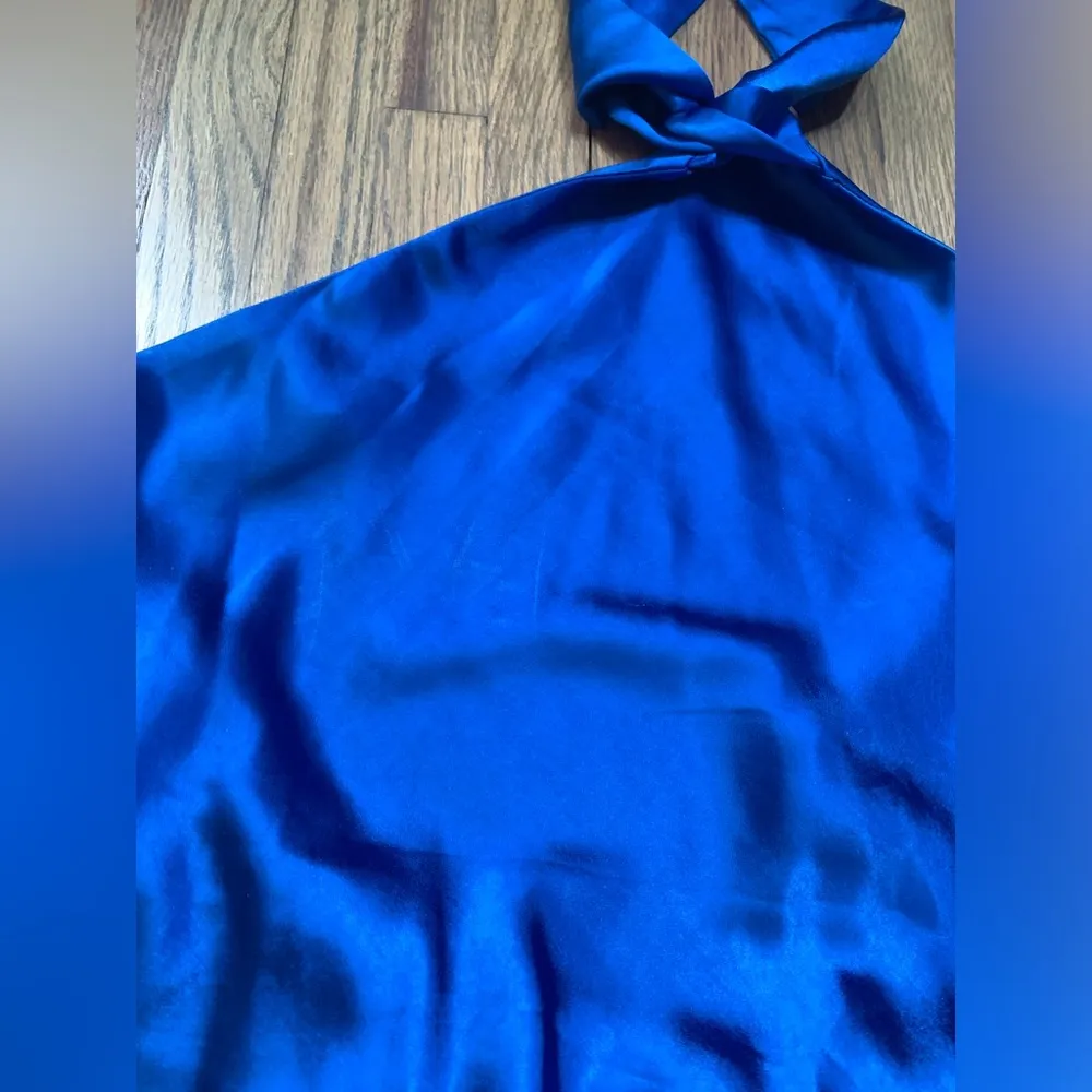 NWT nasty gal knot halter neck satin midi dress cobalt blue 6 - Image 7