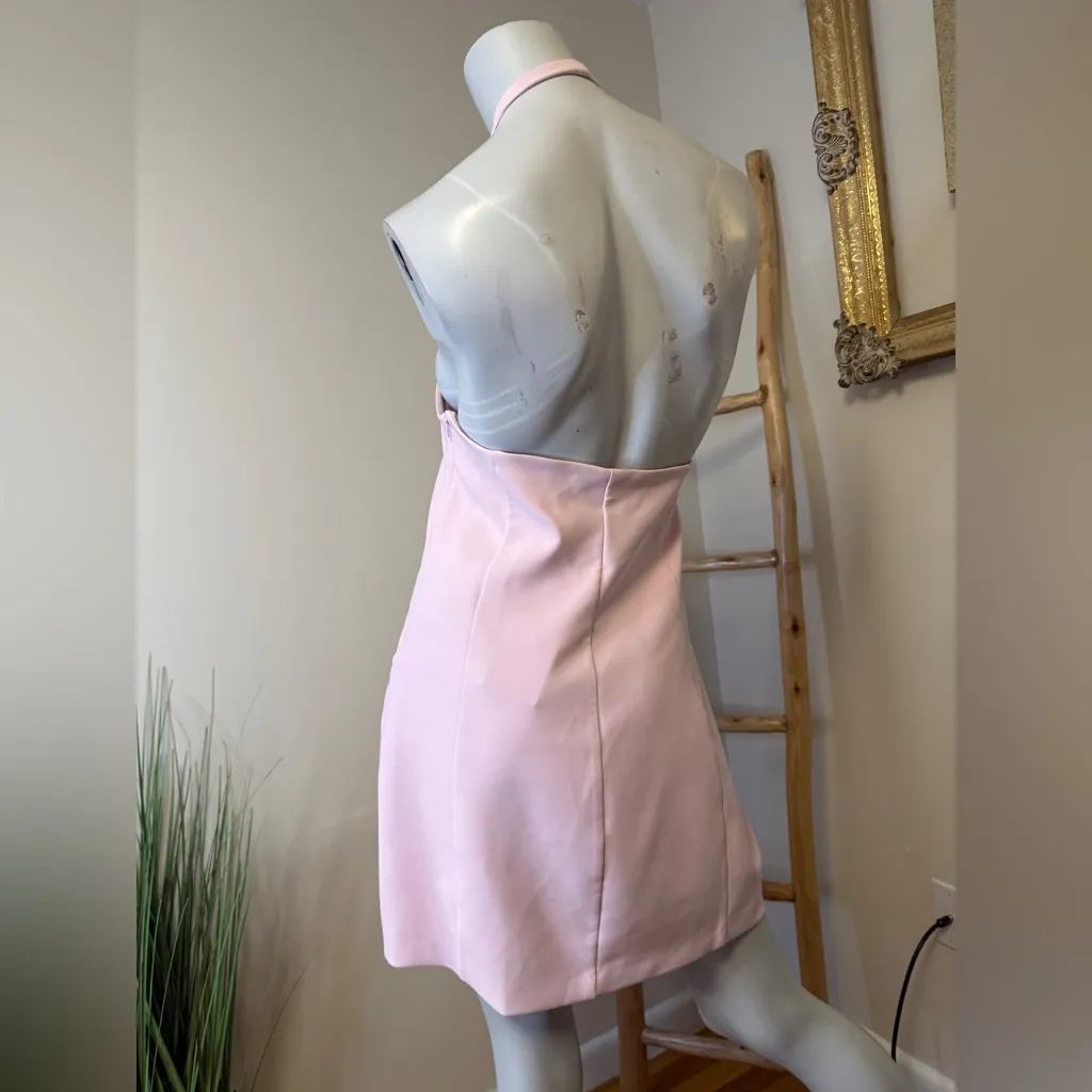 Zara Halter Top Light Pink Backless Dress Zip Side Viral Zip Side XL NWT - Image 3
