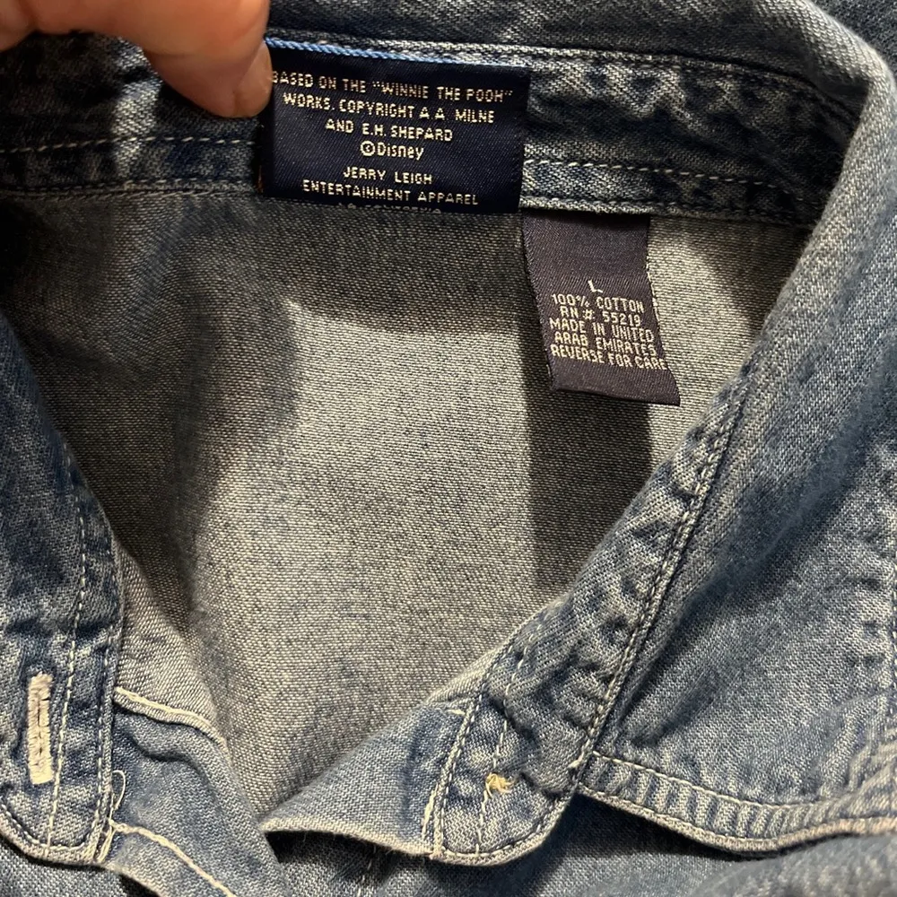 Vintage Disney Winnie The Pooh Denim Sleeveless Shirt Women’s L - Image 8