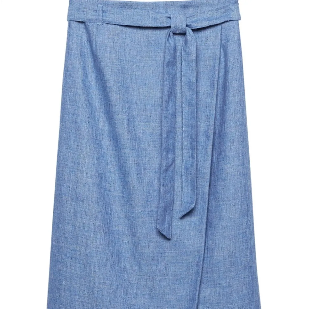 Banana Republic Blue Midi Linen Wrap A-Line Skirt - Image 3