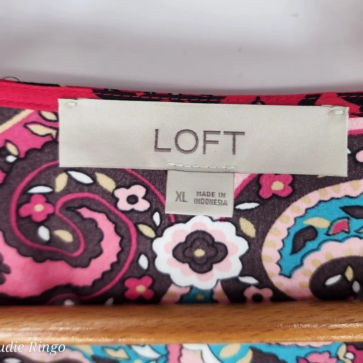 LOFT Bright Pink Paisley Wrap Midi Dress Long Sleeve Women’s XL - Image 8