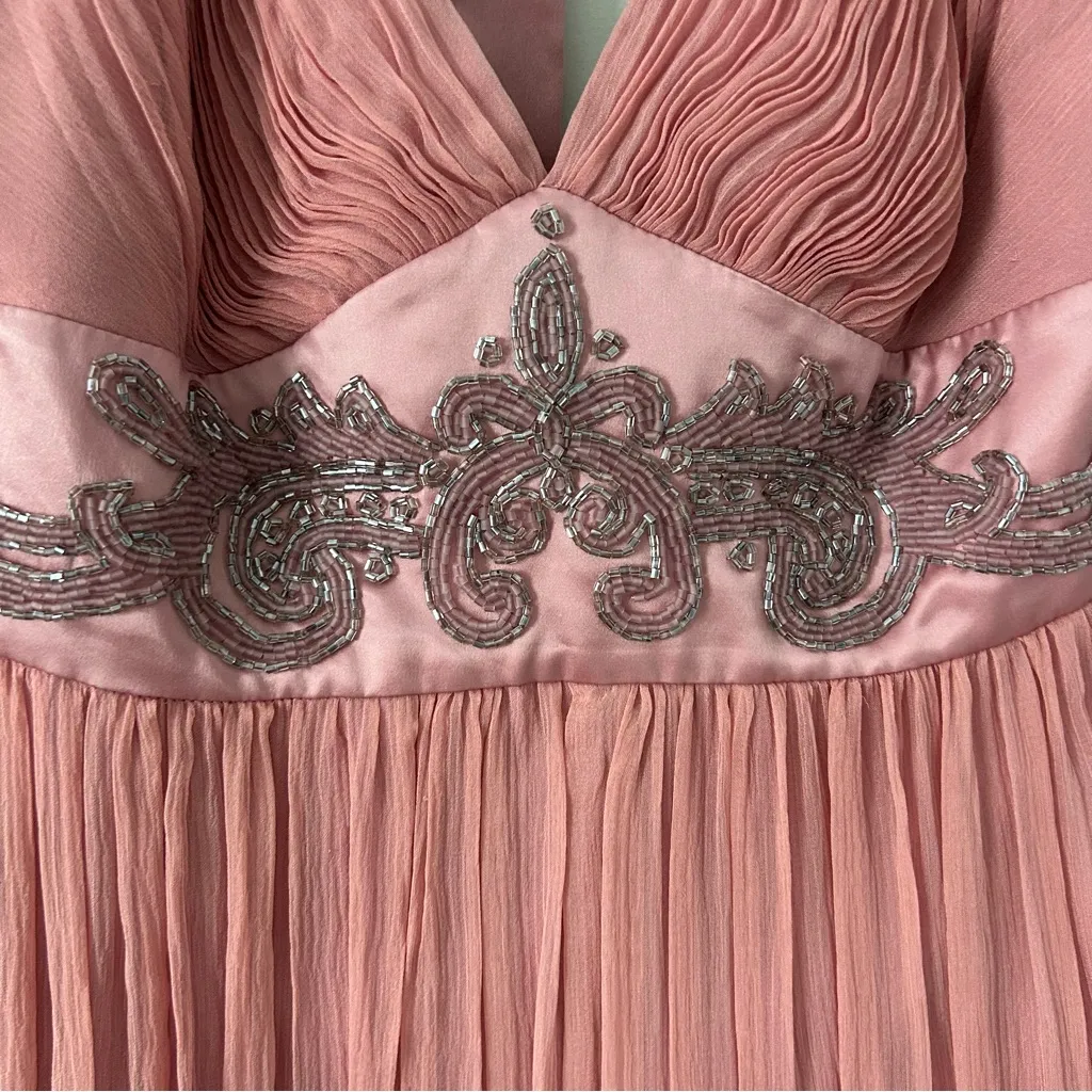 BCBG Maxazria Pink Halter Silk Beaded Halter Long Evening Dress NWT 8 - Image 5