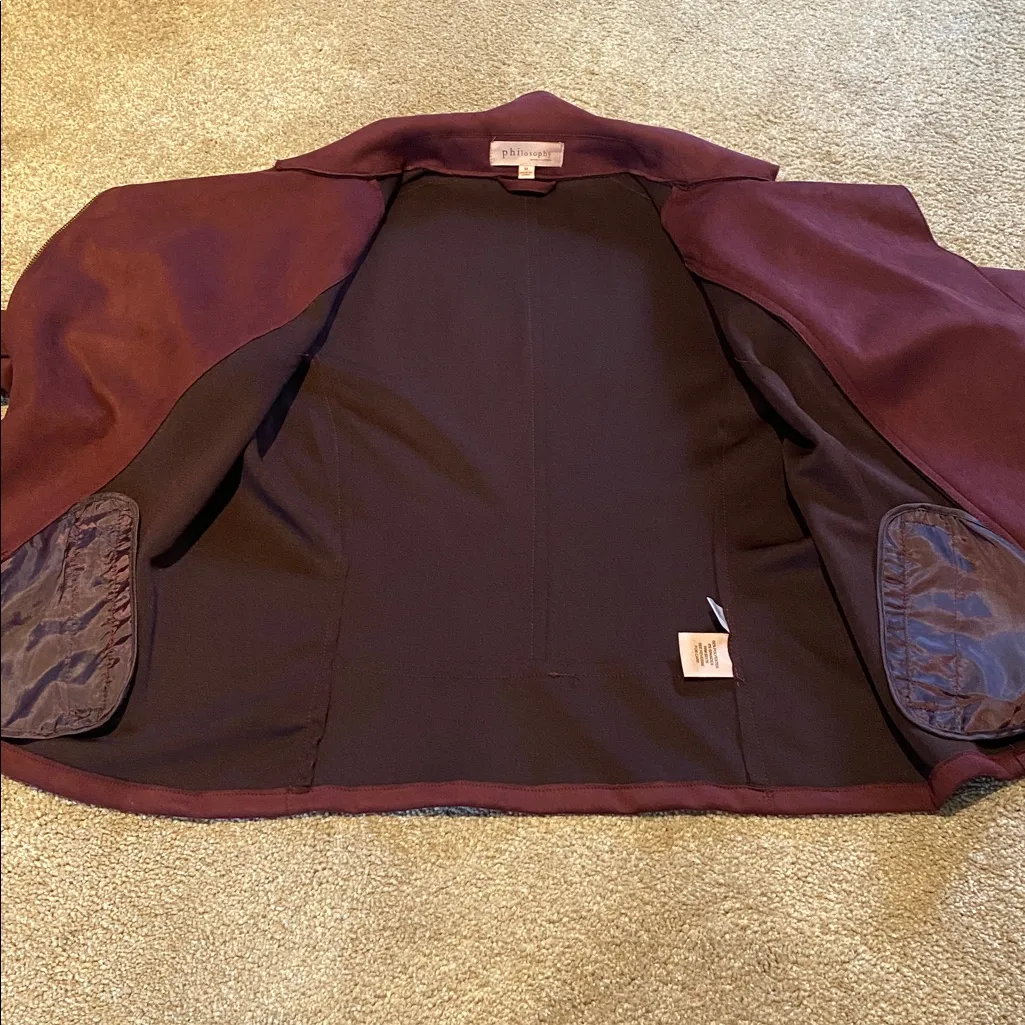 Philosophy Faux Leather Suede Moto Jacket Purple Size Medium - Image 8