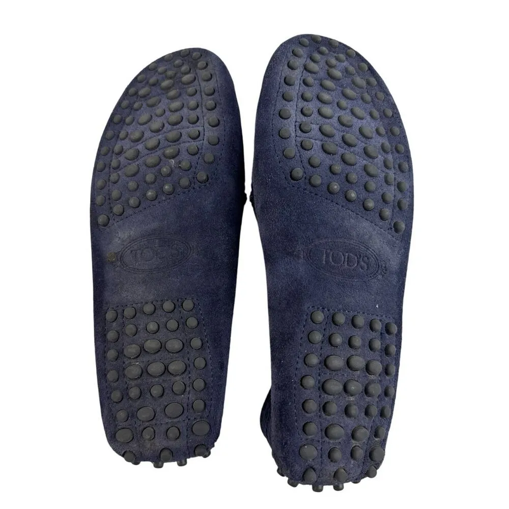 Tod's Gommino Women's Blue Suede Low Top Slip On Flats Loafers Shoes Size US 6 - Image 4