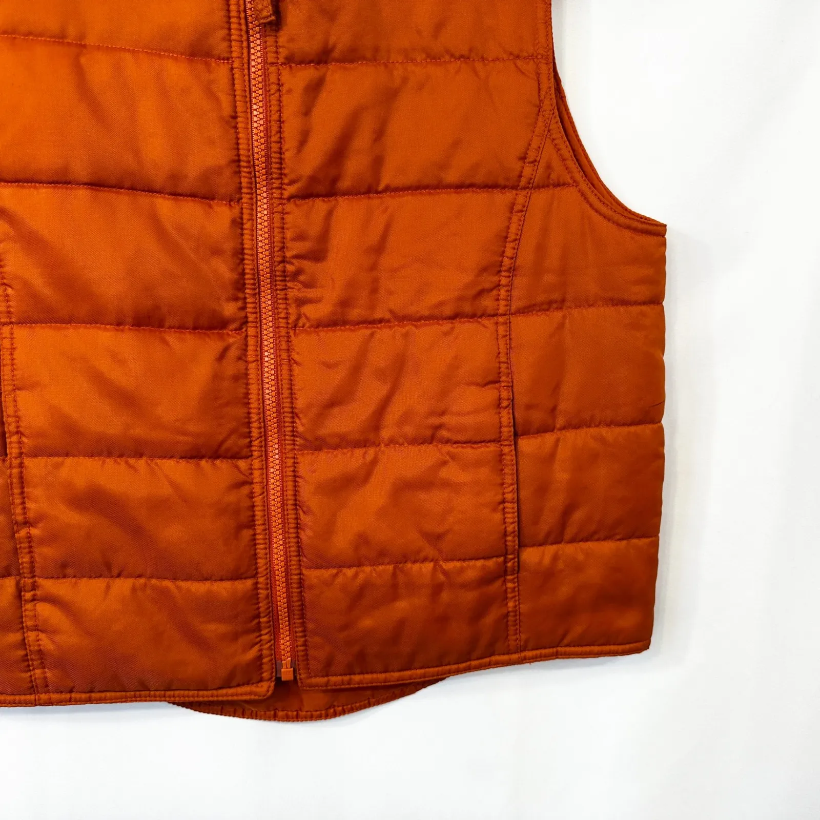GAP Medium Puffer Vest VTG Y2K Burnt Orange Quilted Full Zip Fall Boho 1700 - Image 5