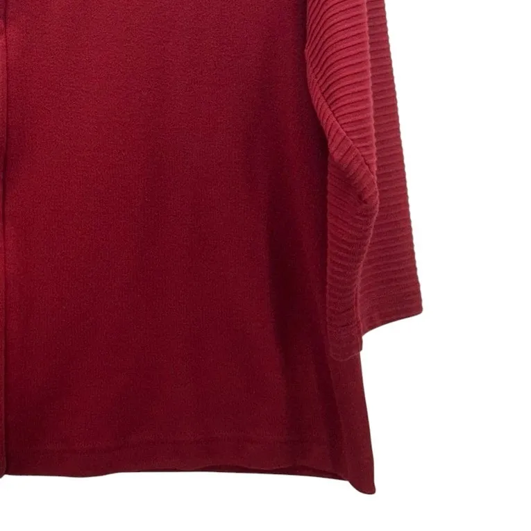 Denim And Co Womans Cardigan Size 2X Maroon Wine Autumn Fall Warm Comfy‎ Cozy Red - Image 6