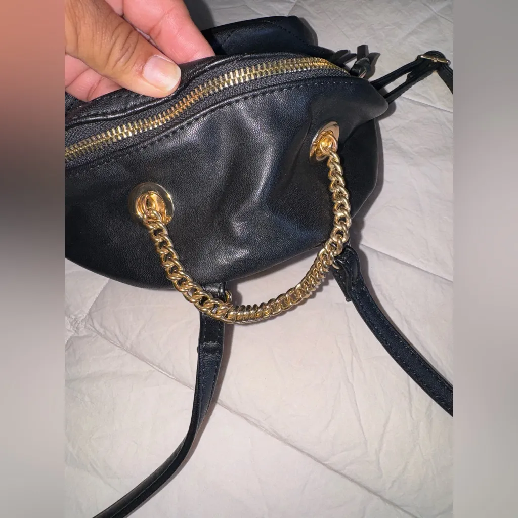 Aldo Black Quilted mini  Backpack with Gold Accents - Image 4