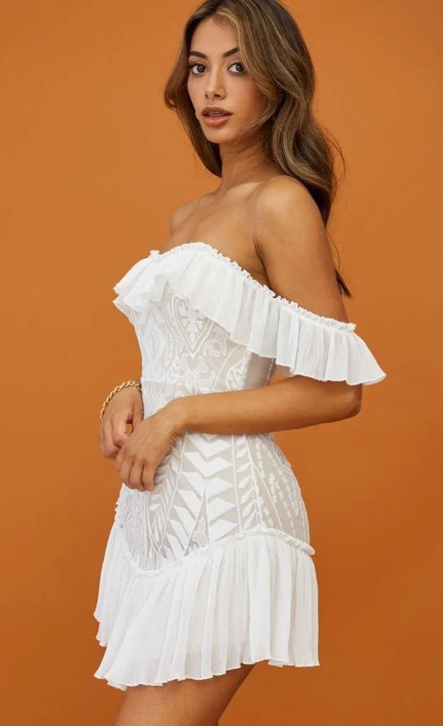 NWT Dreamy Off-Shoulder Mini Dress White - Image 2