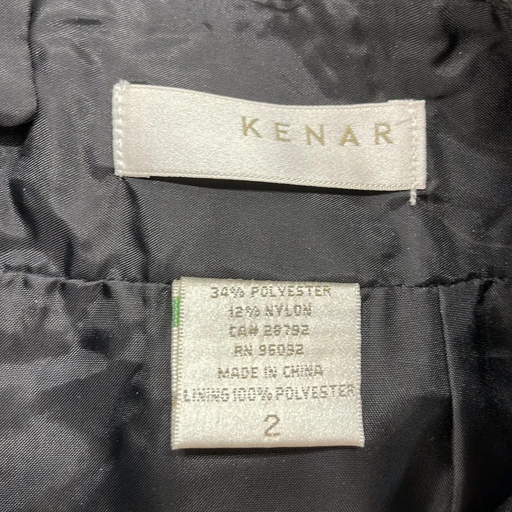 Kenar NWT Metallic Silver Pewter Black Floral Print Pencil Skirt Size 2 - Image 6