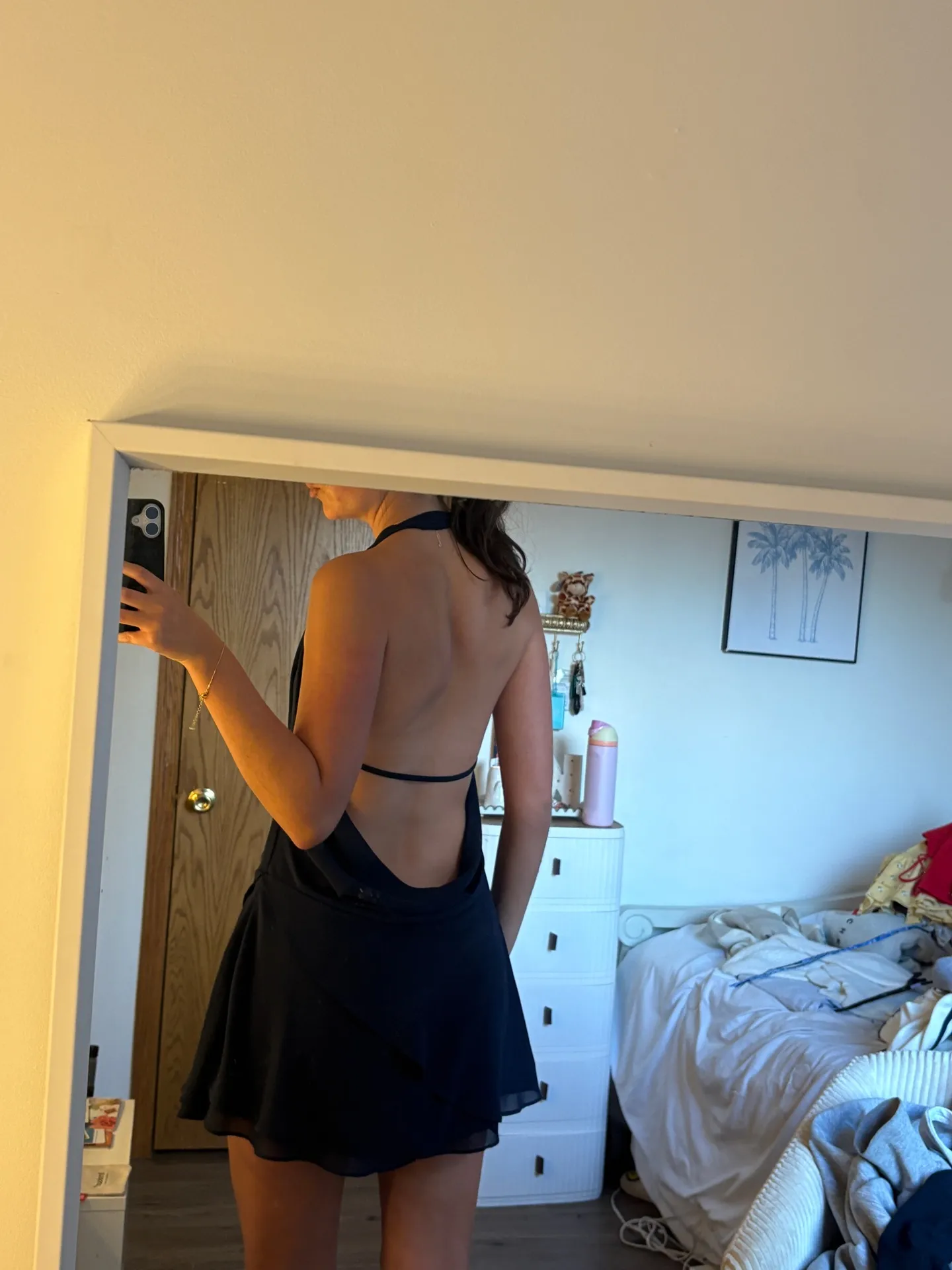 Shein small navy dress with deep scoop neck and open back  - Image 2