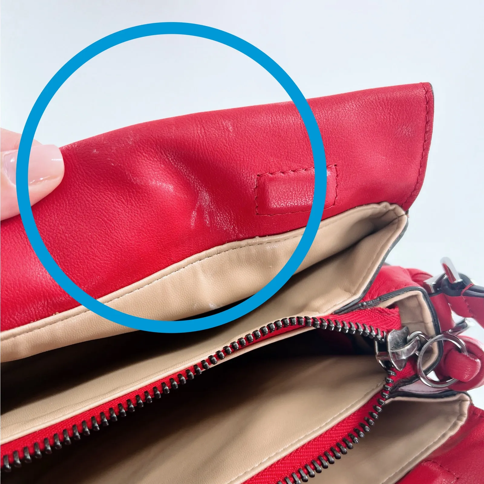 Givenchy Red Leather Shoulder Hand Bag Purse - Image 10