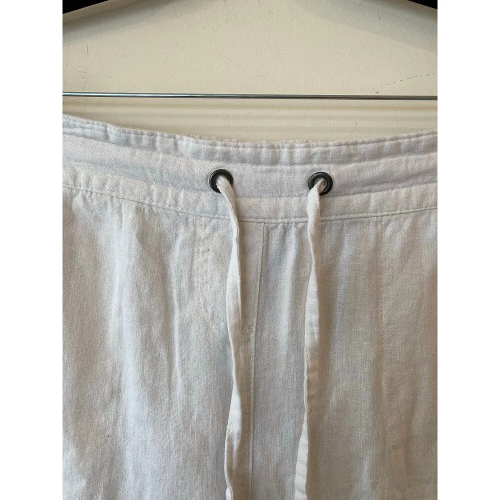 NWT Alexander Jordan Mid Rise Drawstring Linen Straight Pants White Women's M Size M - Image 3