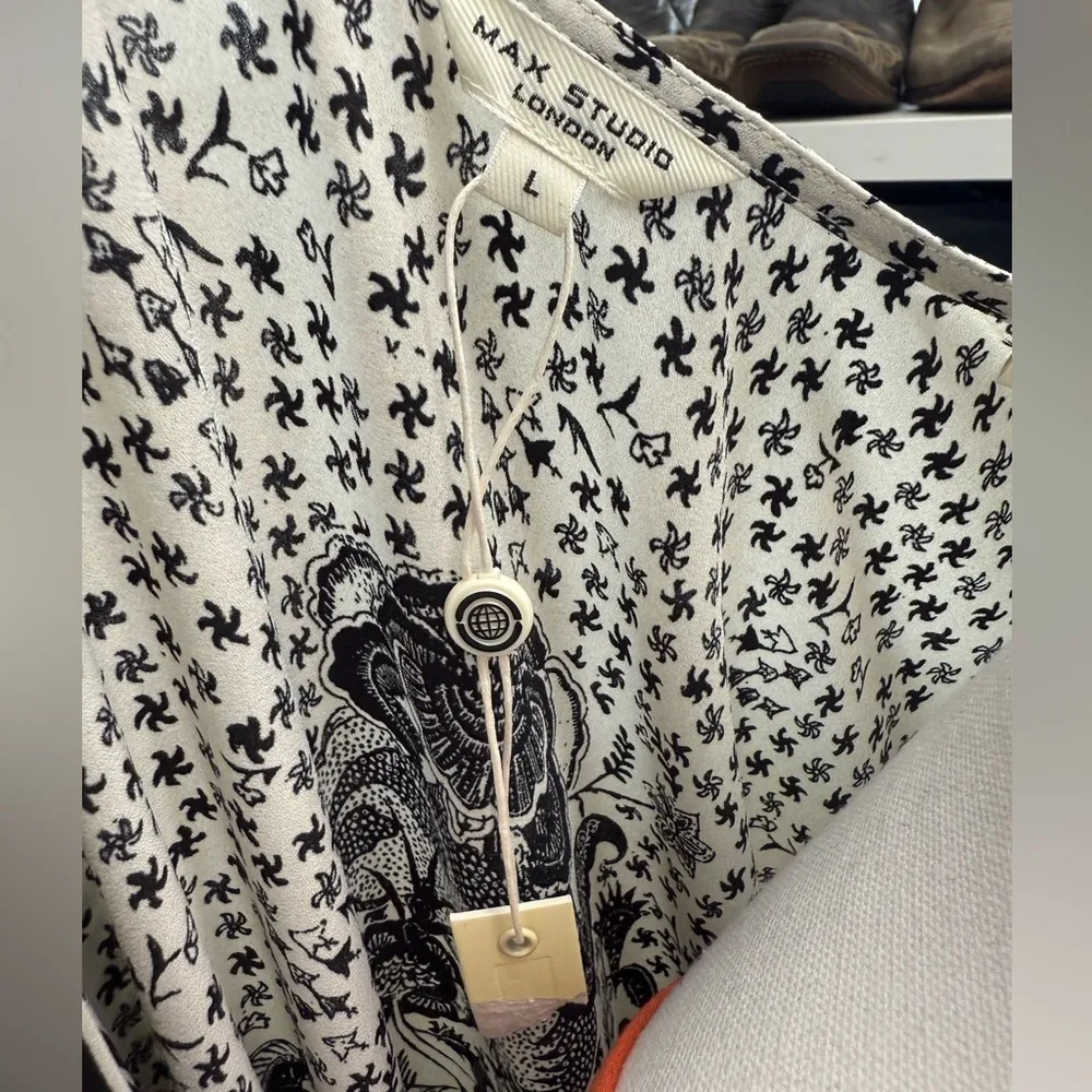 Max Studio London Black and White Floral Kimono NWT - Image 4