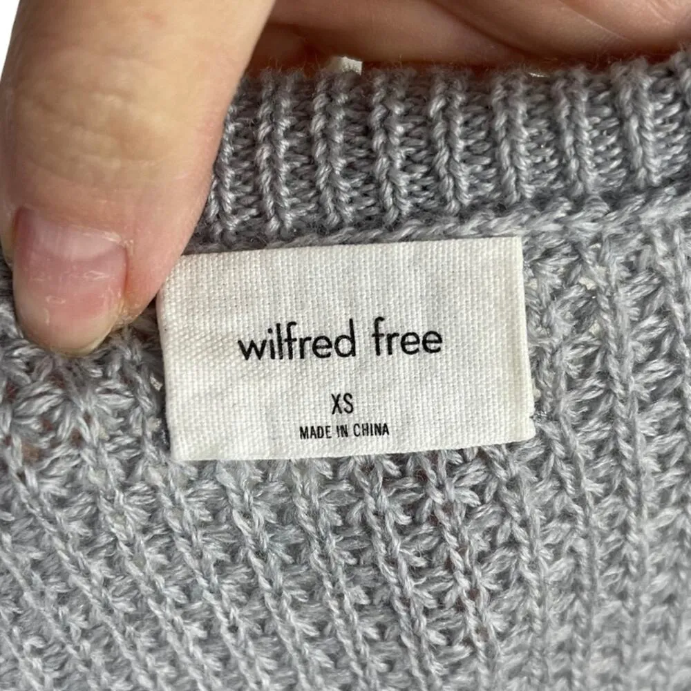 Wilfred Free Aritzia 100% Merino Wool Gray Knitted Crew Neck Sweater Size XS - Image 10