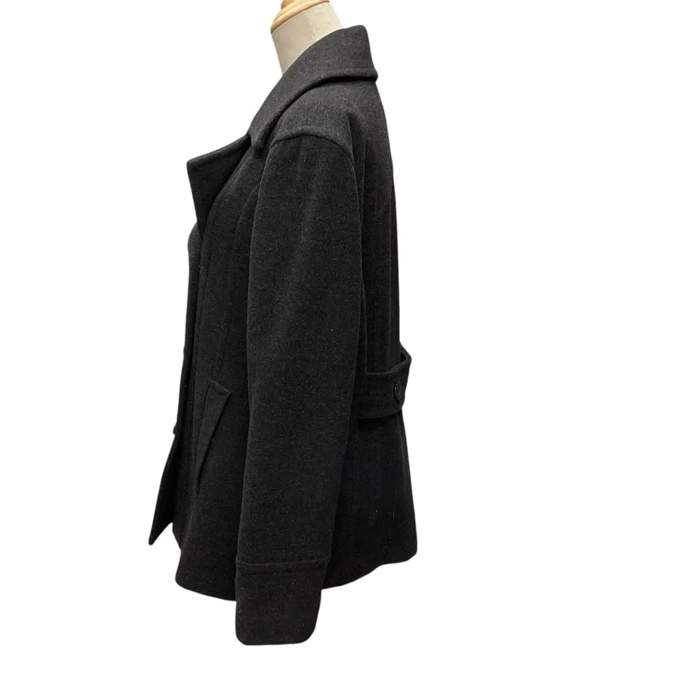 St. John's Bay Women's Wool Cashmere Double‎ Breasted Pea Coat Black Size Large - Image 3