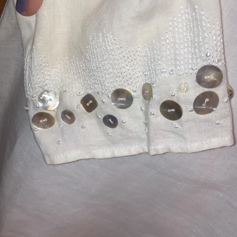 Cream Off White Carole Little Irish Linen Tunic Size 4 - Image 7