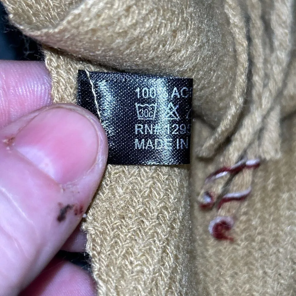 Tan Acrylic Scarf with Fringe - 62" x 26" - Image 3