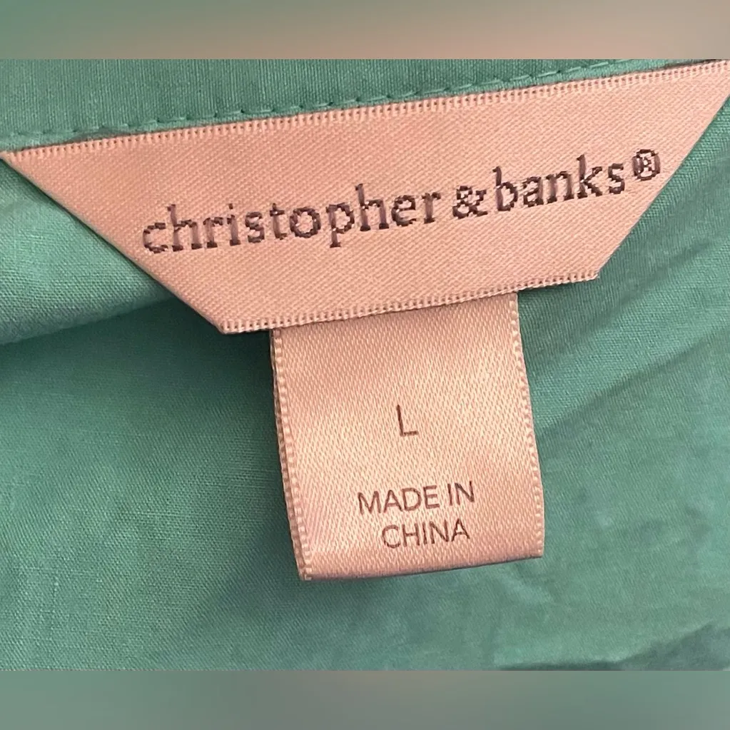 Christopher & Banks- Teal Button-down Blouse Size L - Image 7