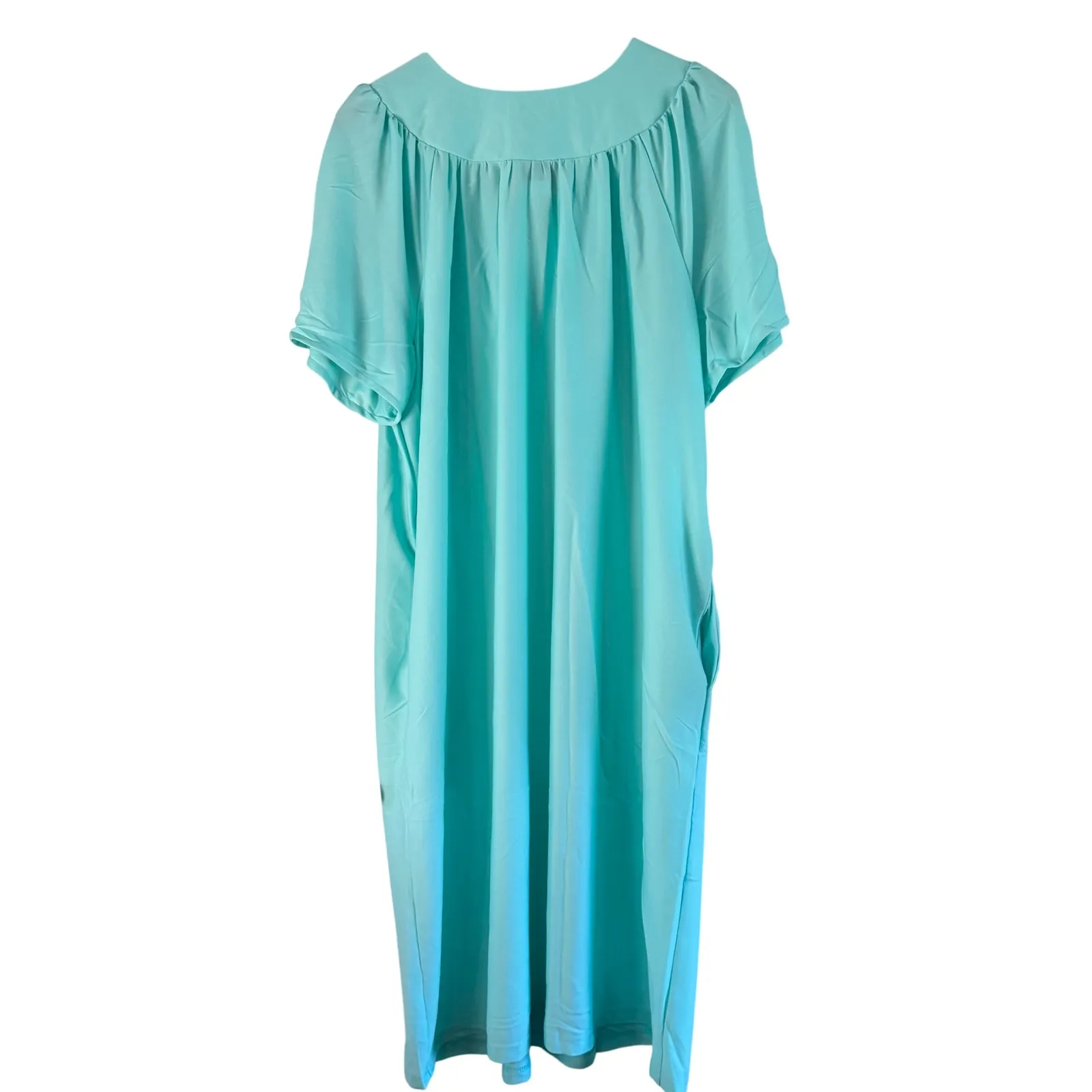 Anthony Richards Lounger Dress Short Sleeve Casual Comfy Aqua‎ Blue 1X - Image 2