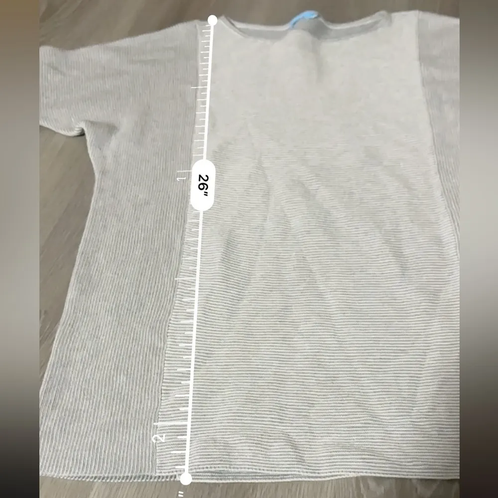 J. McLaughlin Cotton Cashmere Blend Gray Ribbed 3/4 Sleeve Pullover Sweater Sz S - Image 8