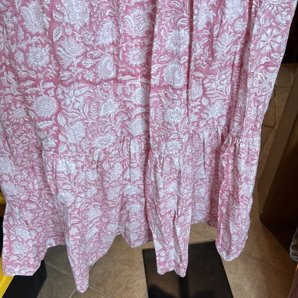 Ophelia & Indigo Mia Dress Smocked Floral Pink Maxi Dress with Bow Straps Sz XS - Image 7