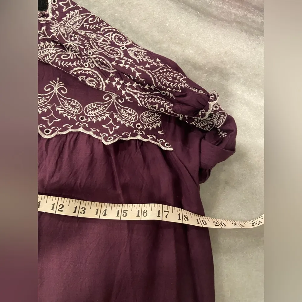 Indigo Thread Co Purple White Eyelet Embroidered Long Sleeve Peasant Top Size M Size M - Image 9