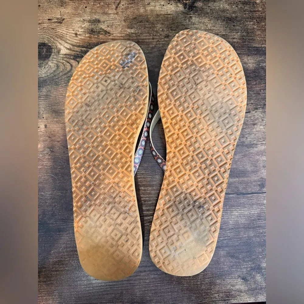 Tory Burch Brown Patterned Flip‎ Flops size 11 - Image 3