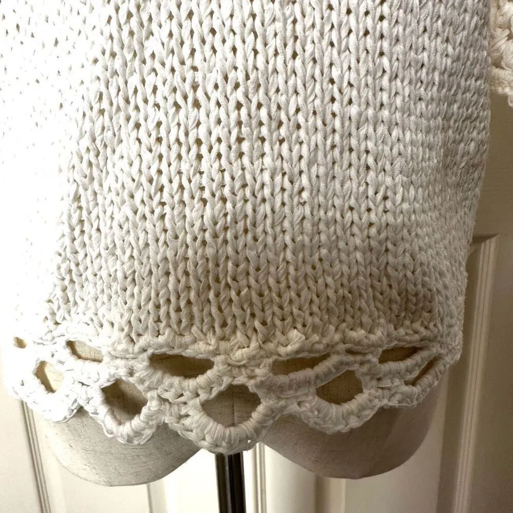 Etoile cream crochet crop sweater Size M - Image 6