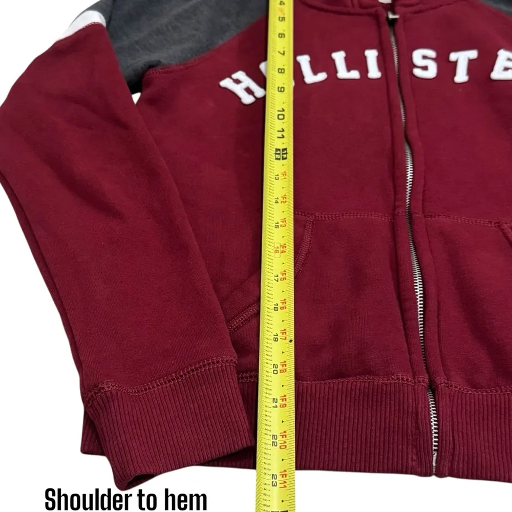 Hollister Y2K Spellout Zipper Hooded Jacket Academia College Size M - Image 9