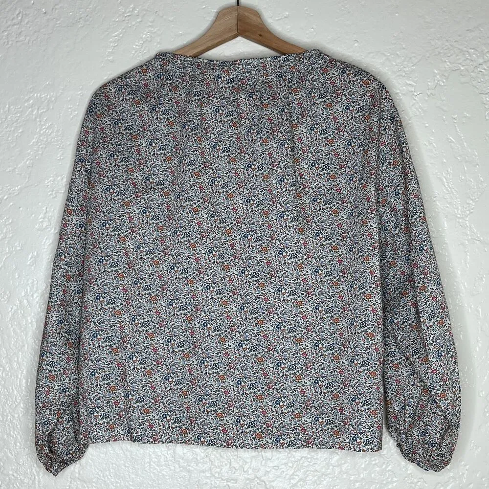 Tangerine Women's Peasant Long Sleeve Floral Top Tie Neck Size 10 - Image 2