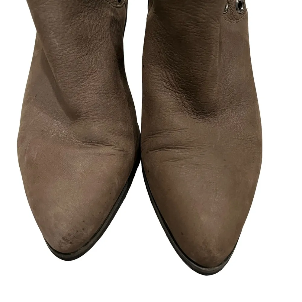 Gianni Bini Taupe Ankle Boots Silver Grommets Dip Sides - Image 7