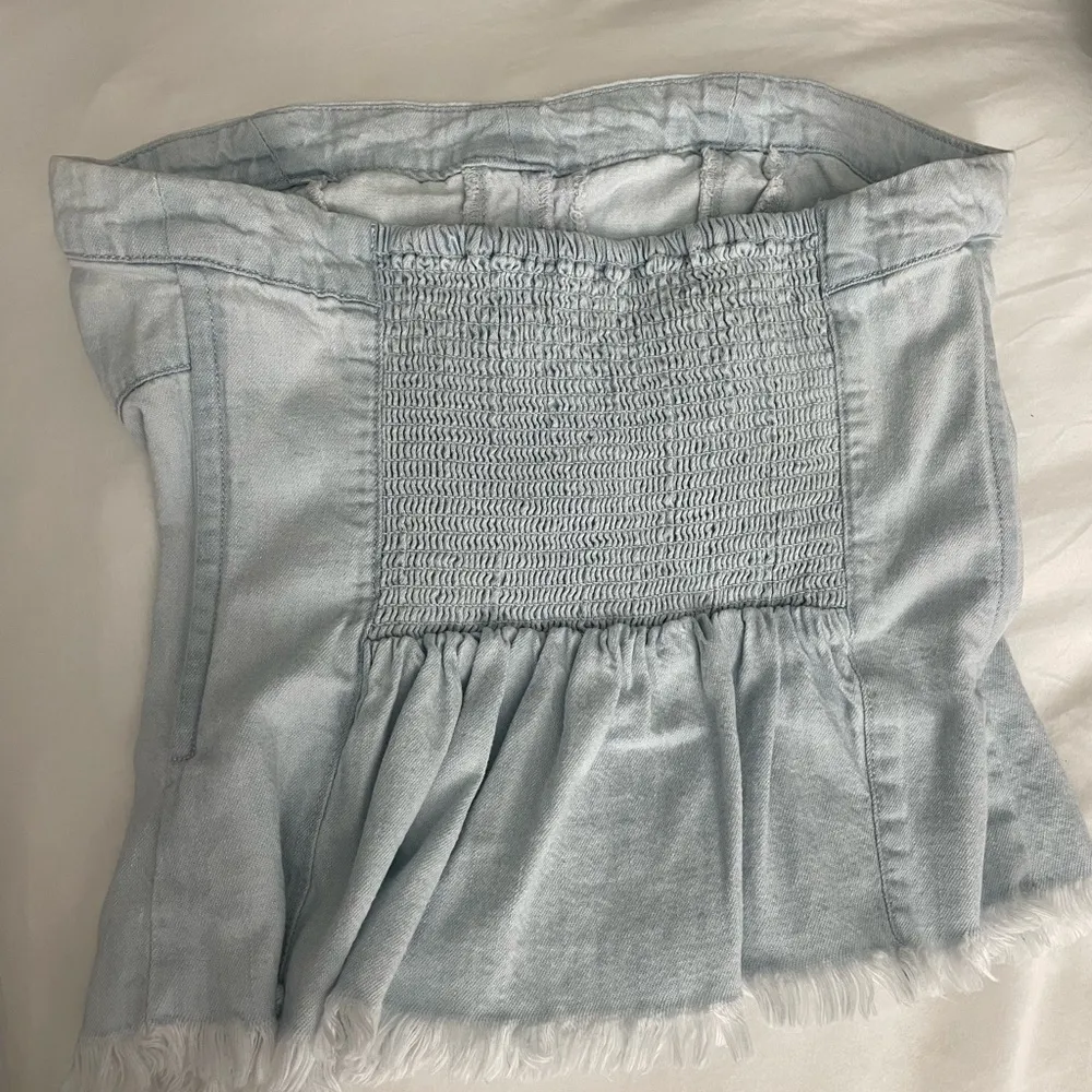 Free People Better Days Light Blue Wash Raw Hem Tube Top - Image 2