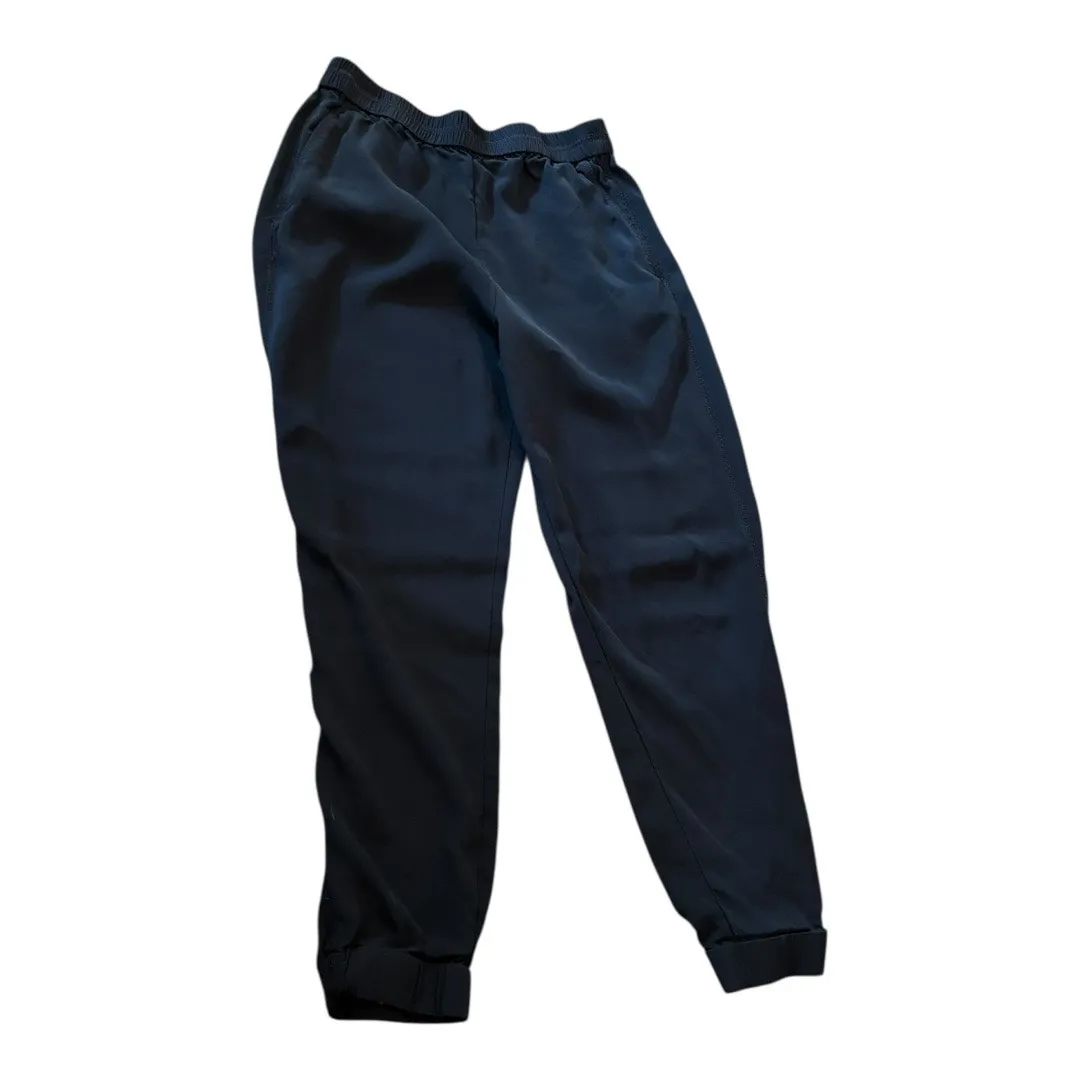 H&M Navy Blue Silk Blend Joggers Size 8 Dress Pants 27" Inseam - Image 3