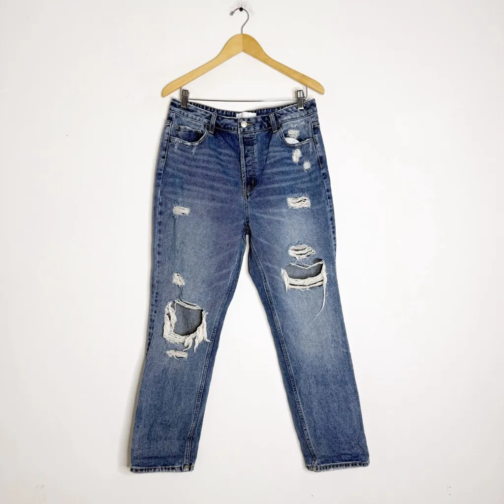 VERVET Super High Rise Hidden Button Fly Straight Jeans – Size 30 Blue - Image 4