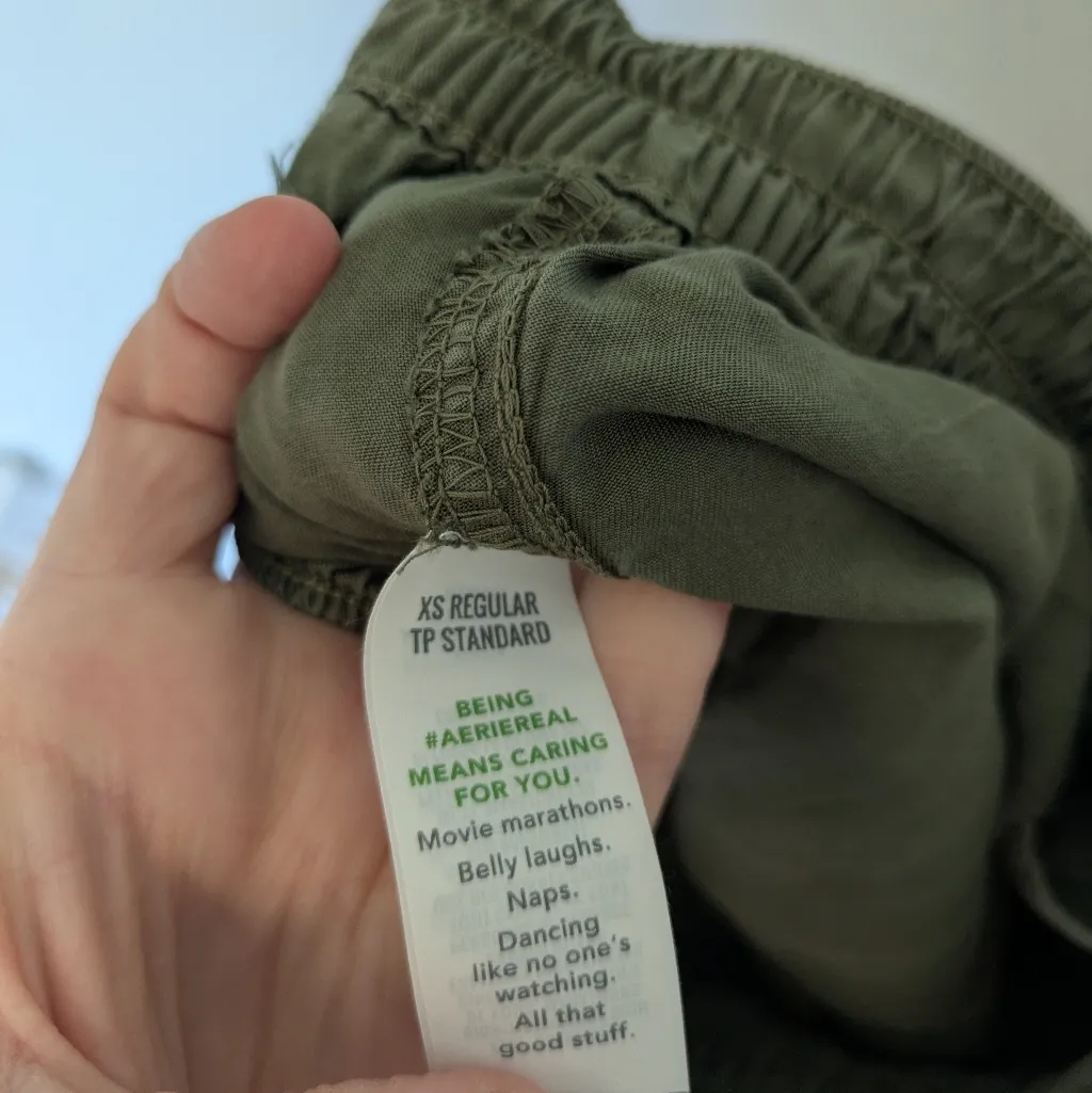 Aerie Drapey Chill Trouser Pants Olive Green Lyocell High Waisted XS Regular - Image 7