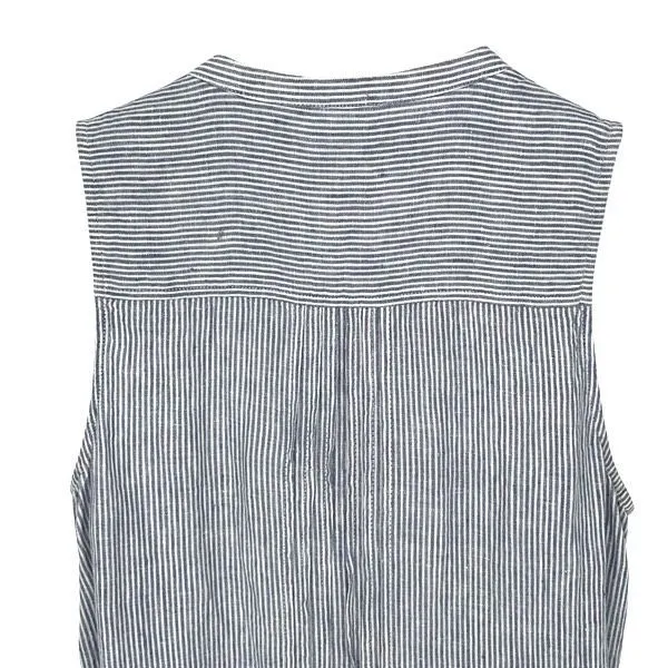 Faherty Isha Dress Blue Mini‎ Stripe Linen Small - Image 7
